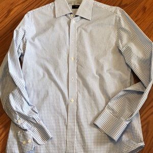 H&M slim fit pale blue and white plaid button down